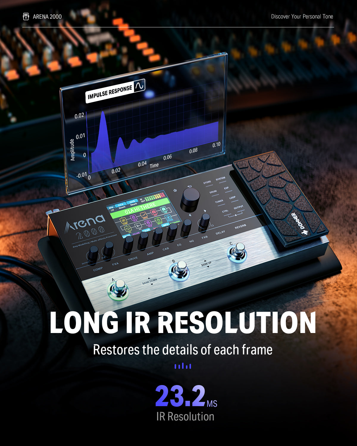 Arena 2000 Multi-Effect Guitar Pedal AMP Modeling Processor Donner