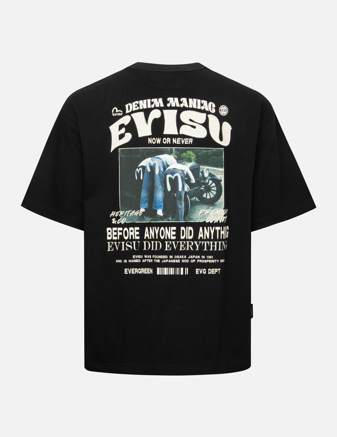 Seagull and Vintage Image Print Relax Fit T-Shirt – EVISU