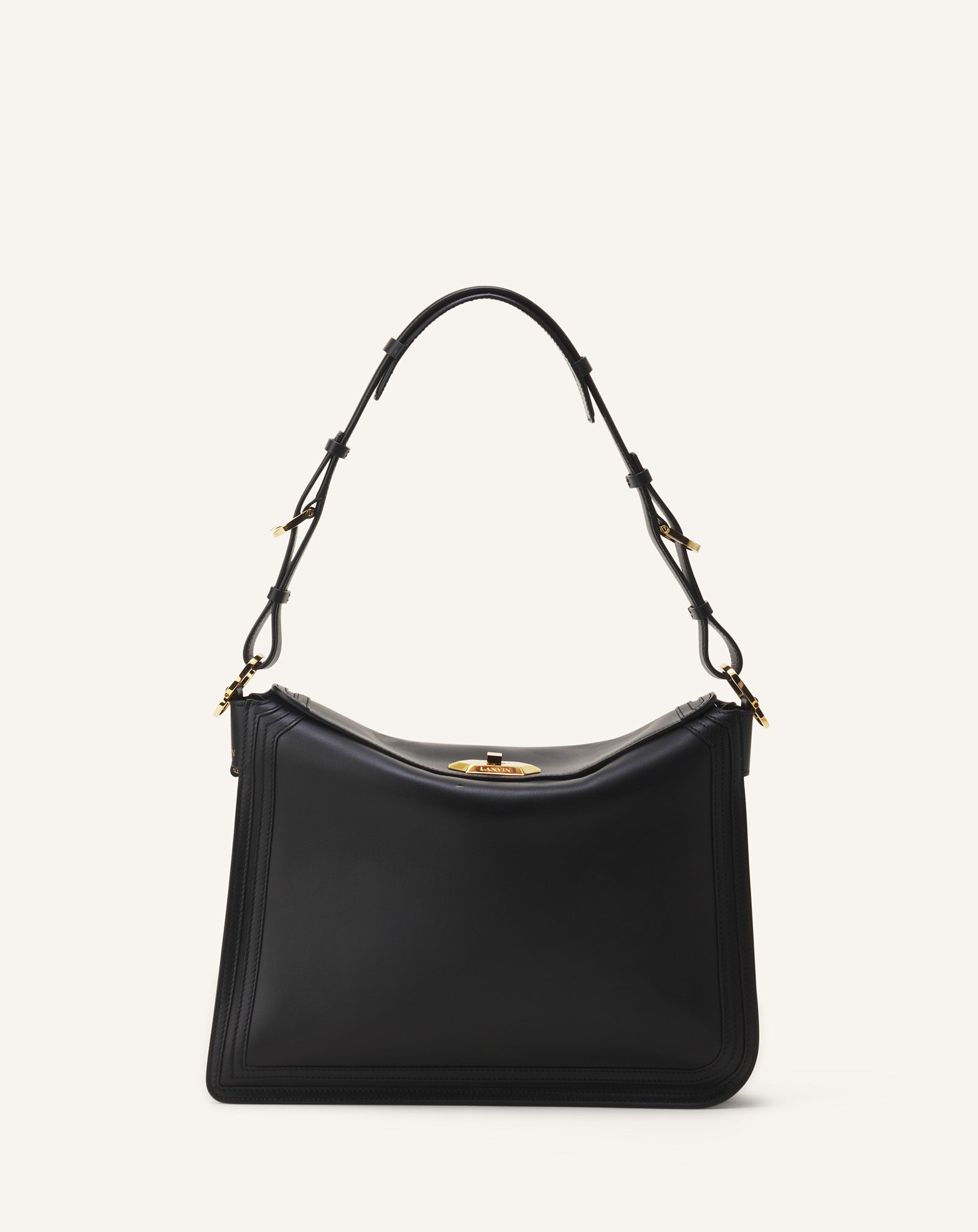 Black Compagnon Asymmetrical Bag In Leather | Lanvin