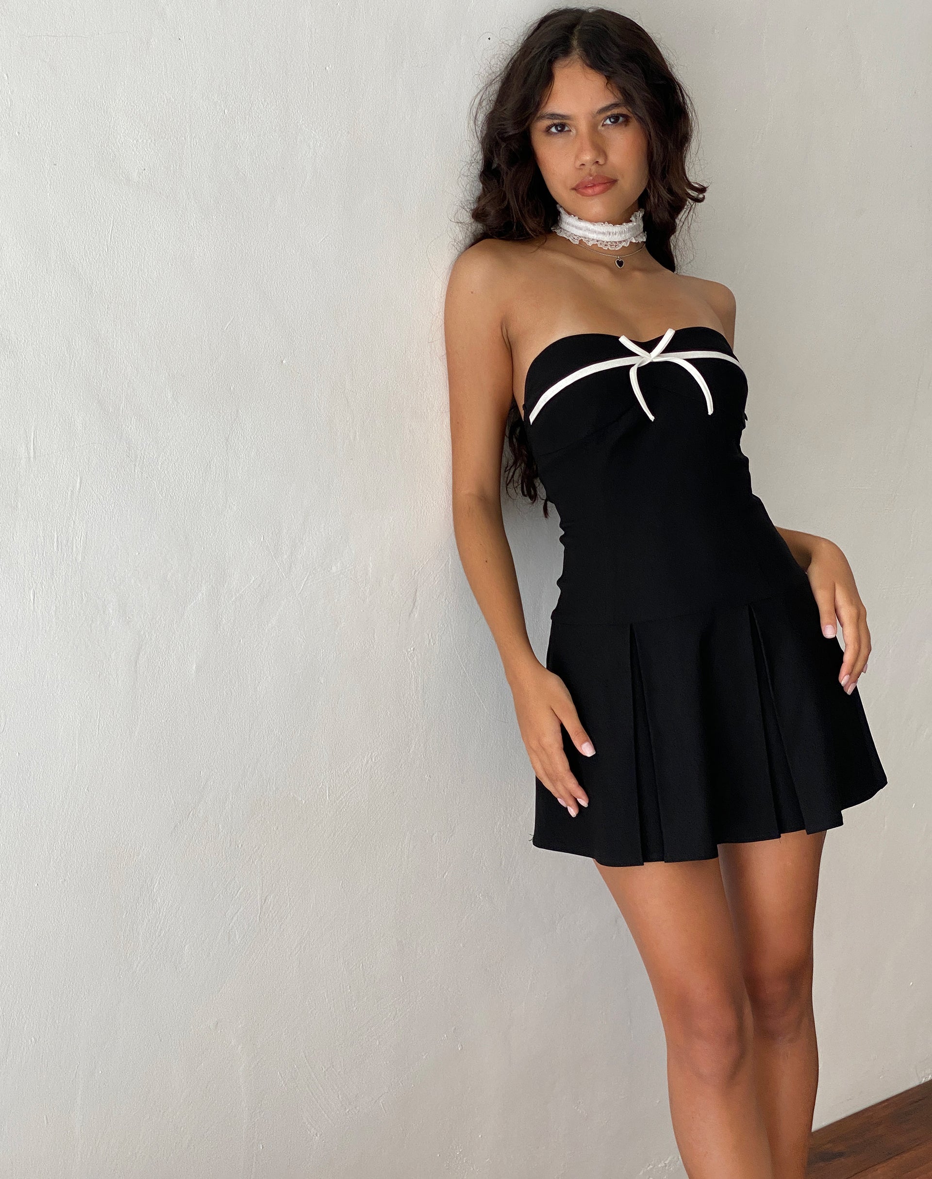 Black Mini Dress with Bow Detail | Panolia – motelrocks-com-us