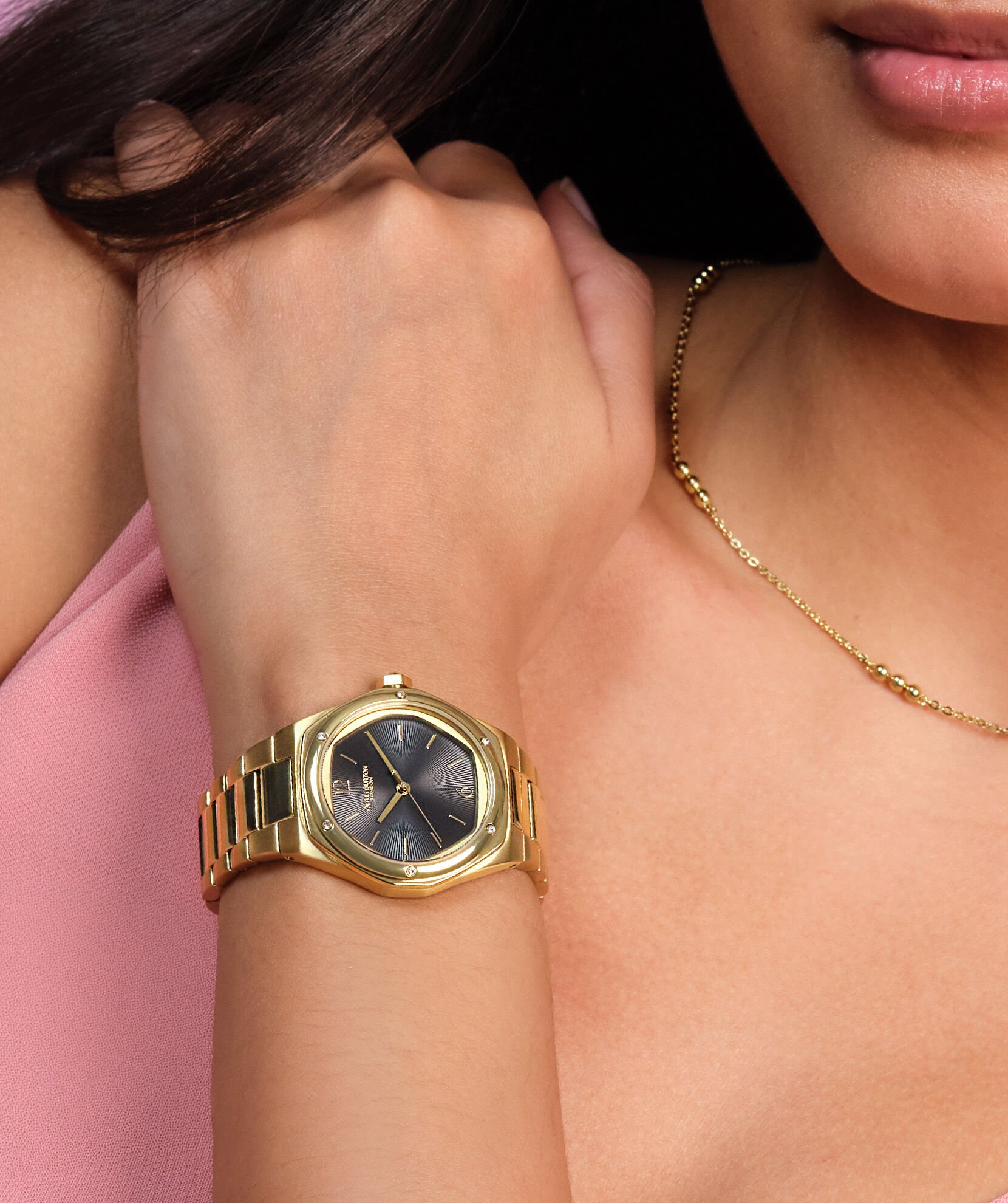 Sports Luxe 33mm Hexa Black & Gold Bracelet Watch | Olivia Burton