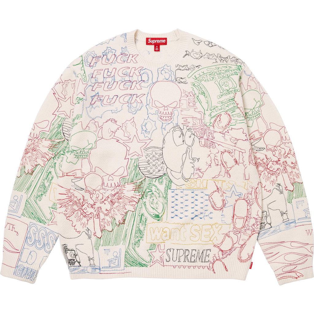 Collage Embroidered Sweater - Shop - Supreme
