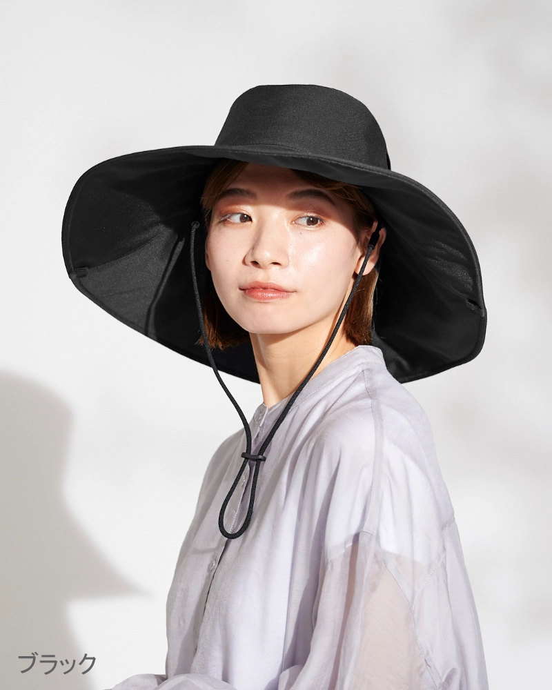 ワイドハット + plus｜完全遮光帽子｜サンバリア100 | 完全遮光日傘