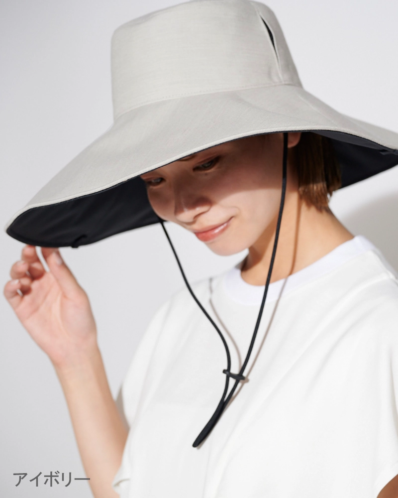ワイドハット + plus｜完全遮光帽子｜サンバリア100 | 完全遮光日傘