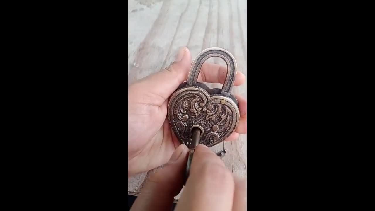 ハート南京錠、ラブ南京錠、アンティーク南京錠、真鍮南京錠セット