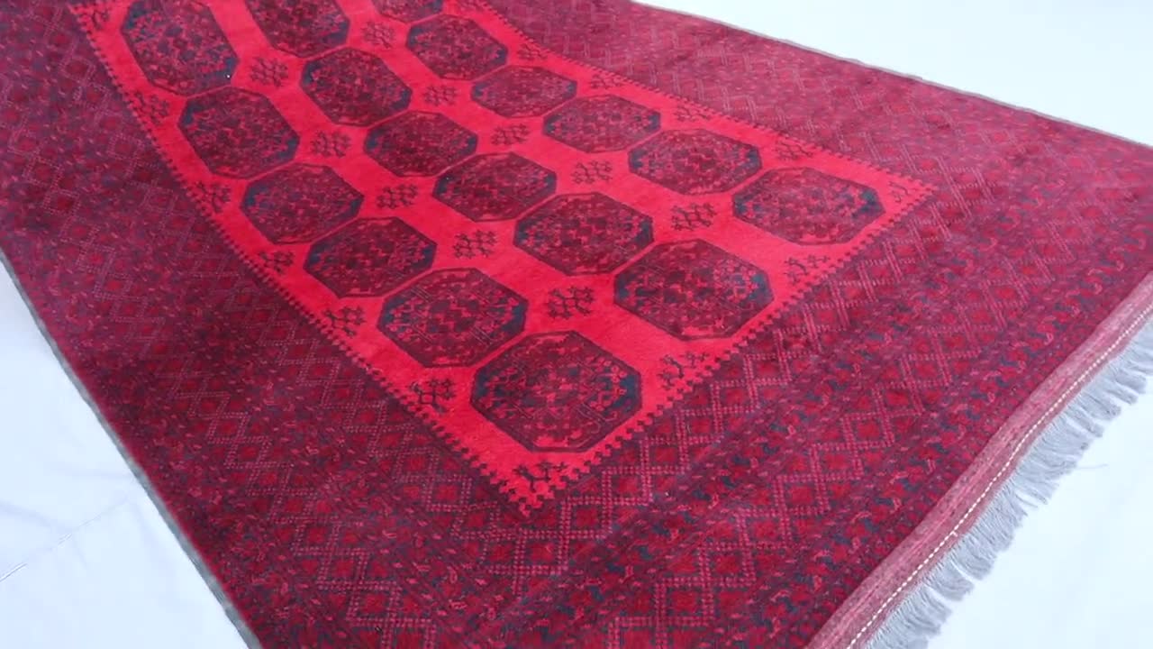 7x10 アンティーク トルクメン テケ エルサリ ラグ、アフガニスタン手