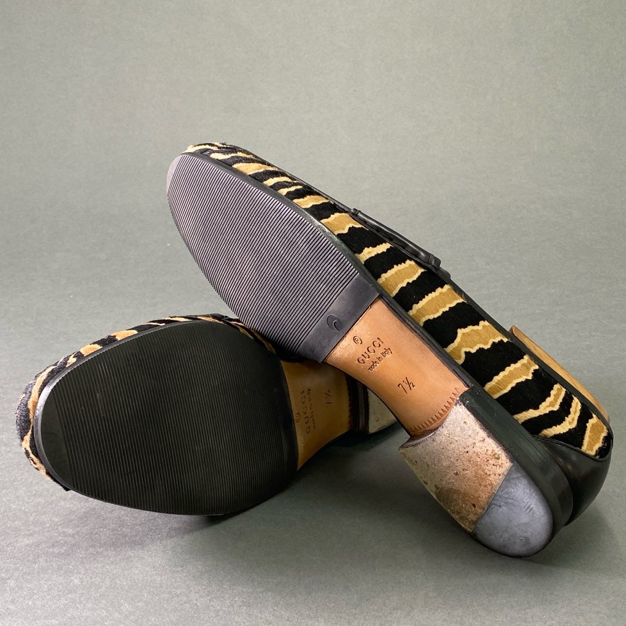 1e2 【イタリア製】GUCCI グッチ ハラコ ゼブラ柄 ホースビット