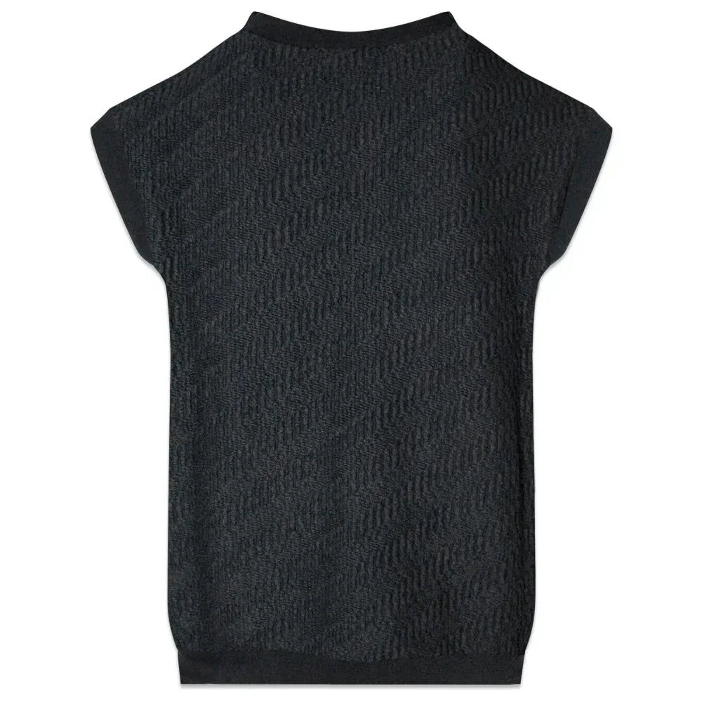 LAST NEST(ラストネスト)商品ページ - Logo Emb Knit Vest - Black