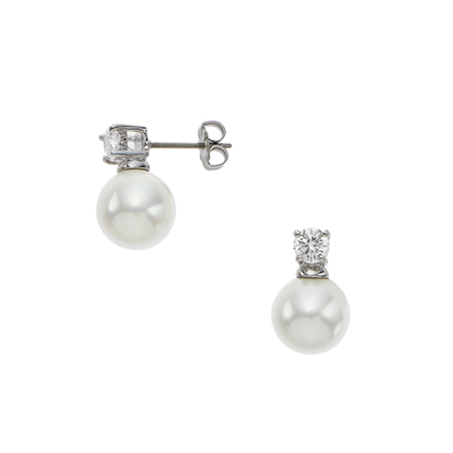 VBPA5554__UW 貝パール キュービックジルコニア ベーシックピアス