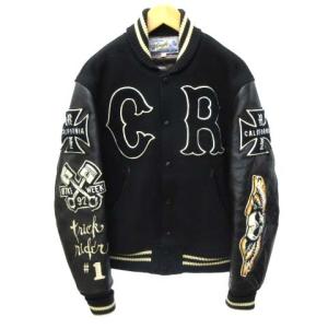 スタイルアイズ スタジャン SE10072 袖レザー レタード ウール 36 S 青