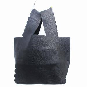 スカラップ トートバッグ ハンドバッグ レザー ブラック（2024/05/05