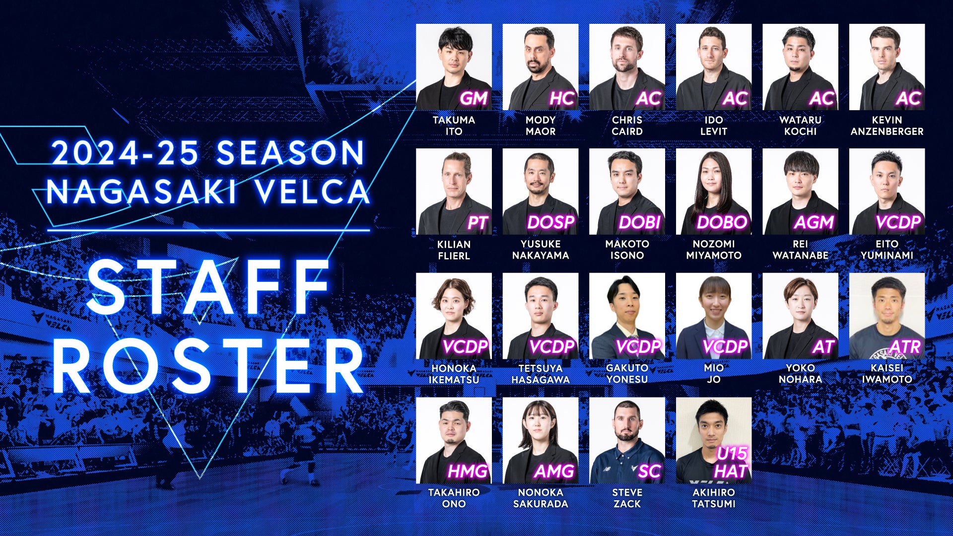 2024-25シーズンロスター、スタッフ決定のお知らせ | 長崎ヴェルカ