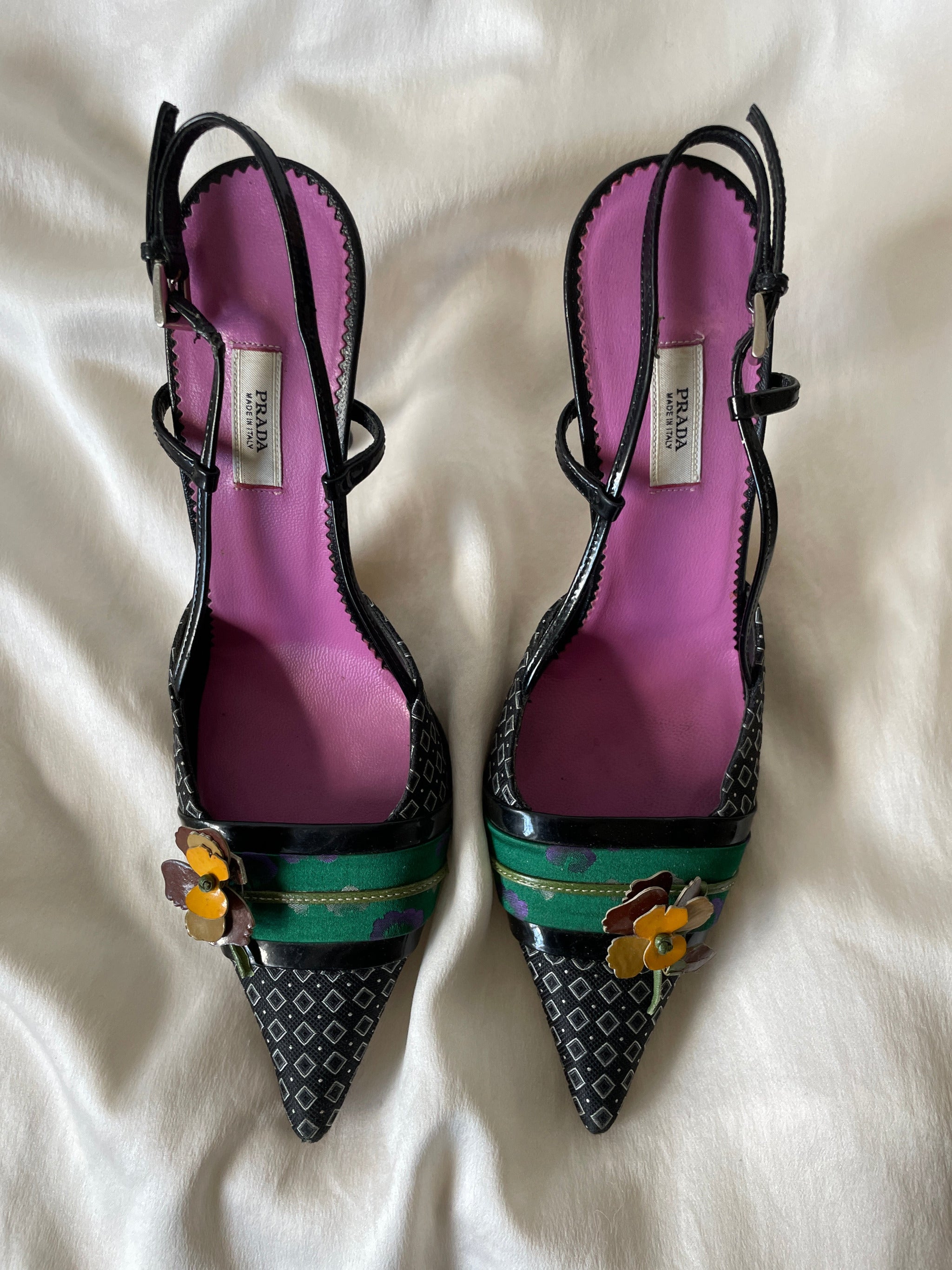 Prada kimono floral sling back SS 2003 (EU 36 / US 6) – Vintage