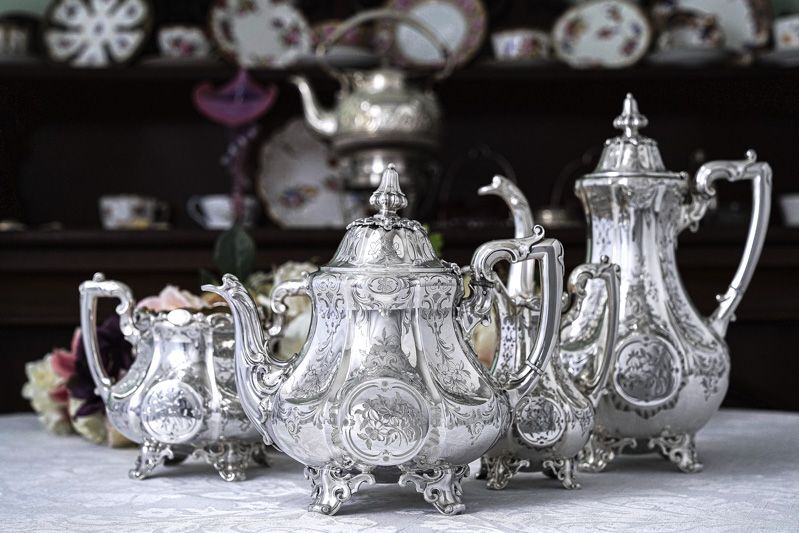 アンティークシルバー、アンティーク銀器、純銀製（925）1849年 特級