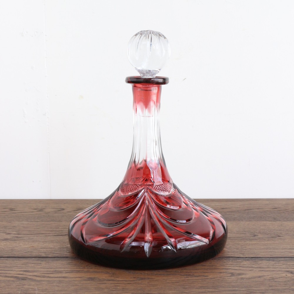 艶やかなガーネット色♪ アンティーク ガラスデキャンタ LV1-2-A-171