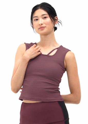 SUKALA】クロスデザインショートタンクトップ(XSサイズ ワイン