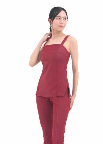 SUKALA】リブデニムロングキャミソール(XSサイズ チョコレートブラウン