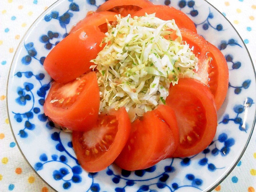 青のり・かつおぶしのキャベツ和え＆トマトのサラダ レシピ・作り方