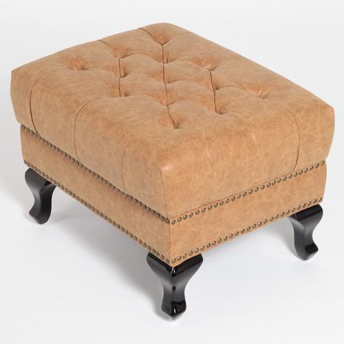 ヴィンセント スツール S オットマン キャメル 合皮 脚:ブラック