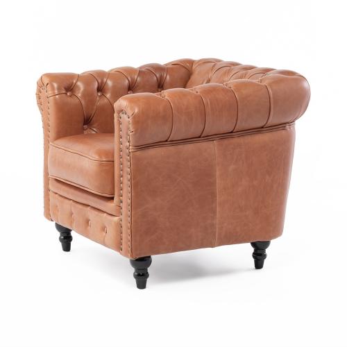 ヴィンセント VCシリーズ 1人掛けソファ ライトブラウン 本革 VC1L23K