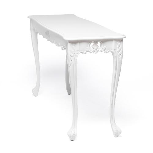 ロココ調 サイドテーブル コンソールテーブル スリム ホワイト 木製