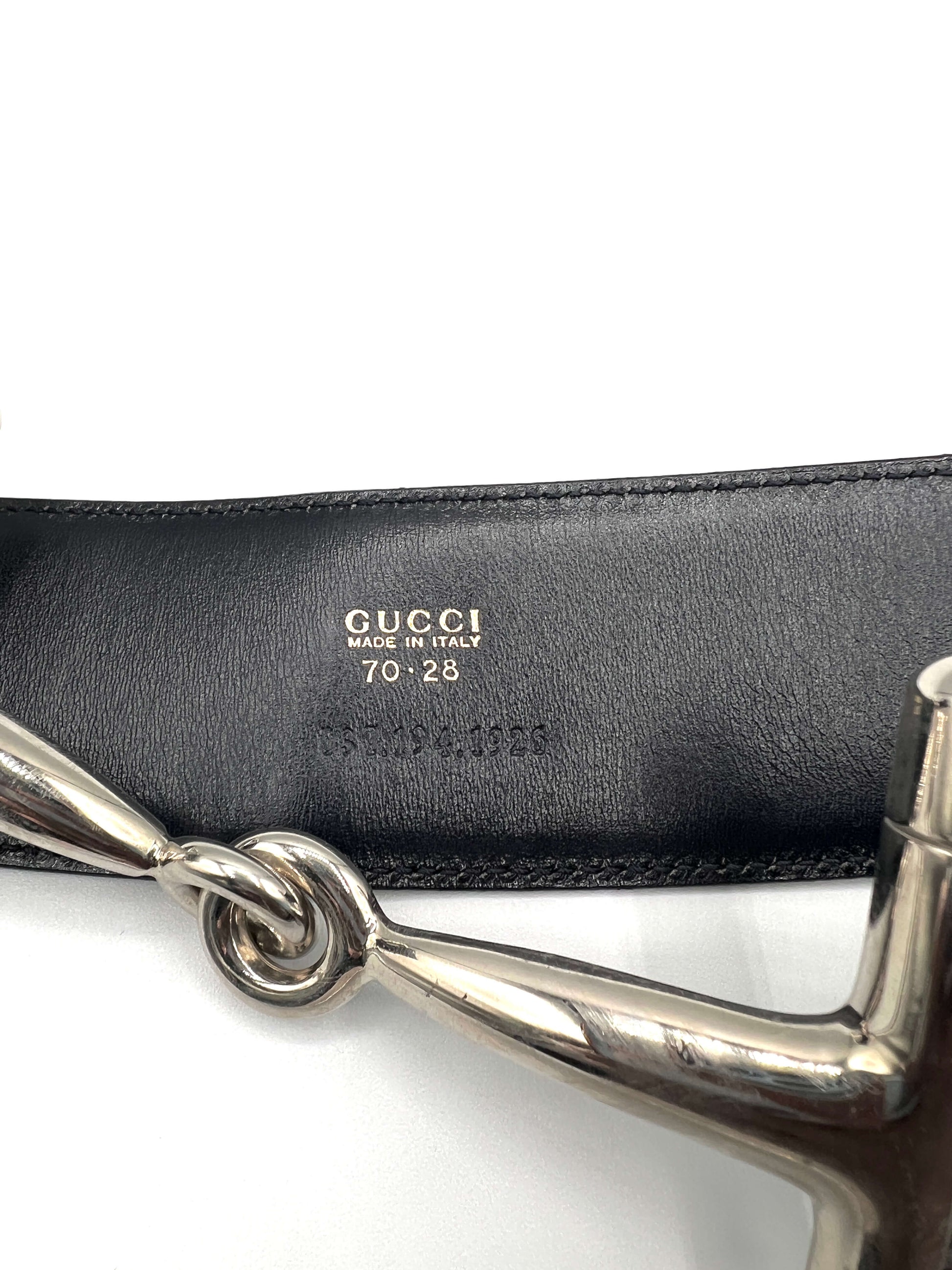 Gucci x Tom Ford Black Patent Leather Belt with Silver Horsebit
