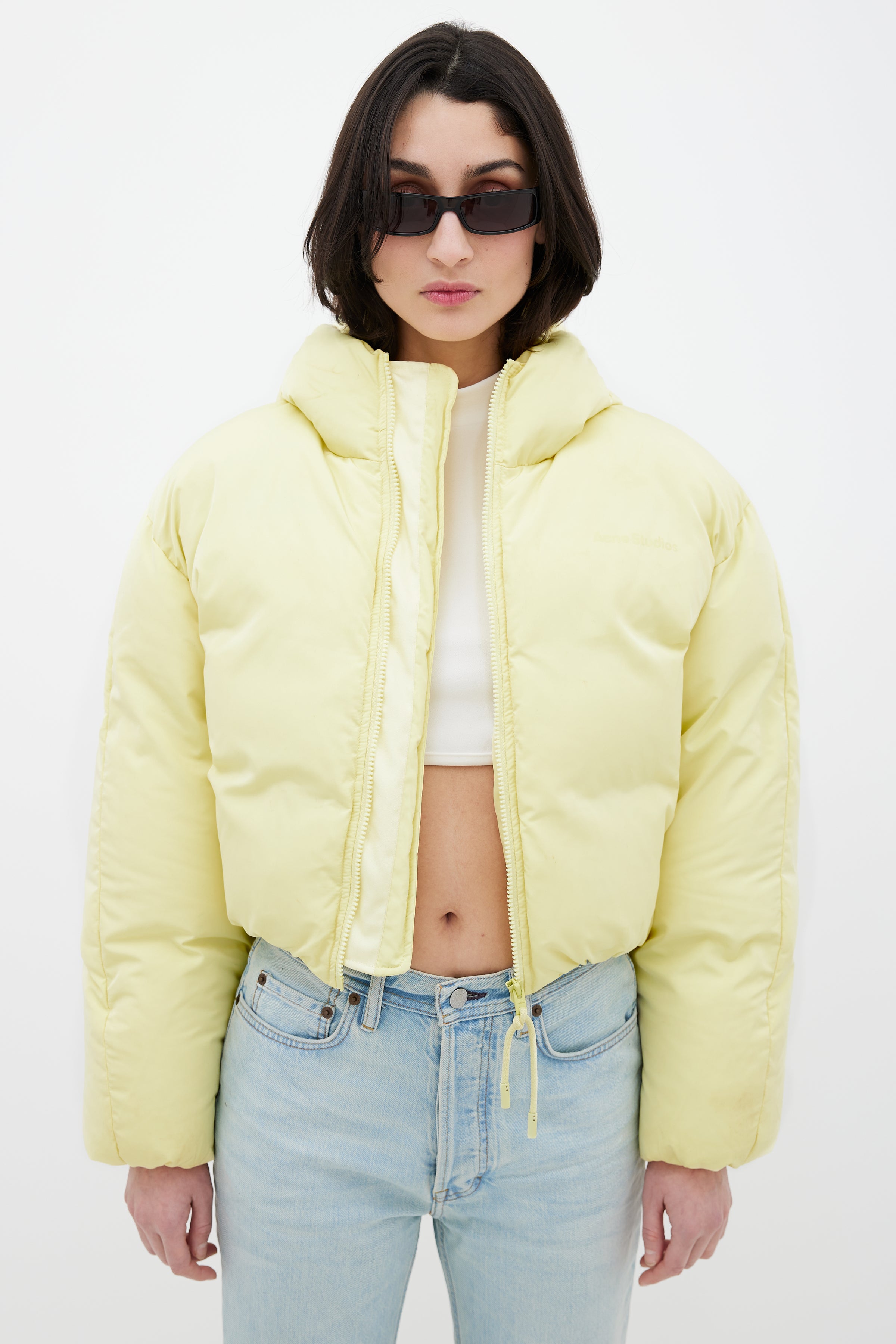 Acne Studios // Yellow Hooded Cropped Down Jacket – VSP Consignment