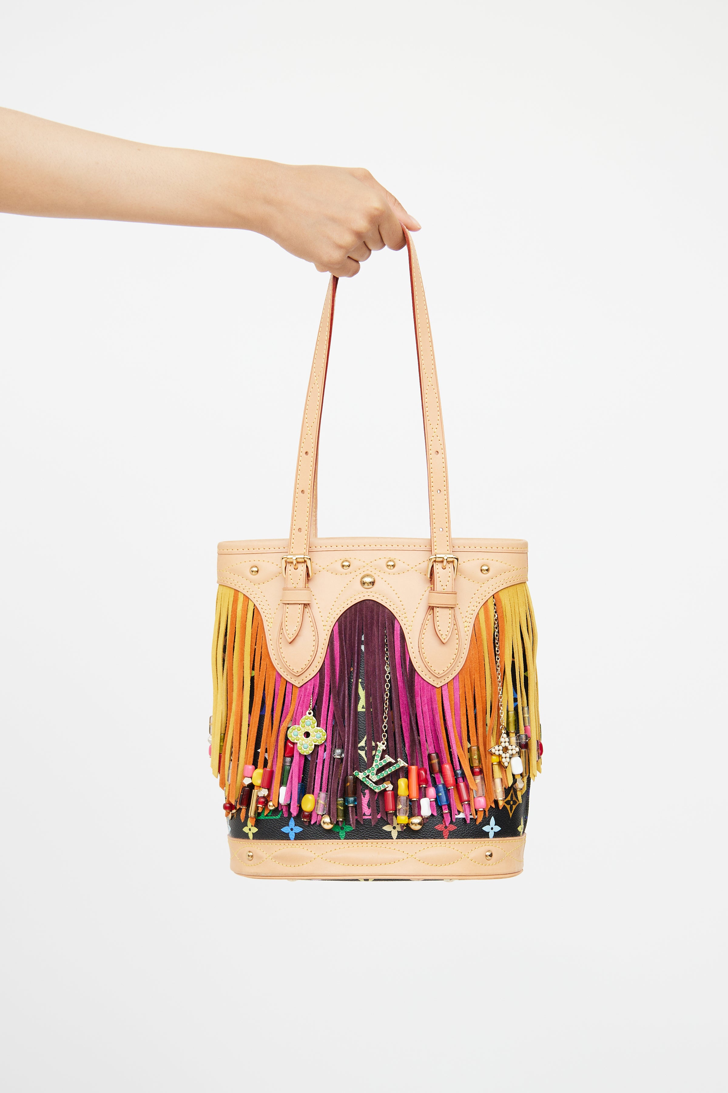 Louis Vuitton // X Takashi Murakami 2006 Black Fringe Bucket Bag