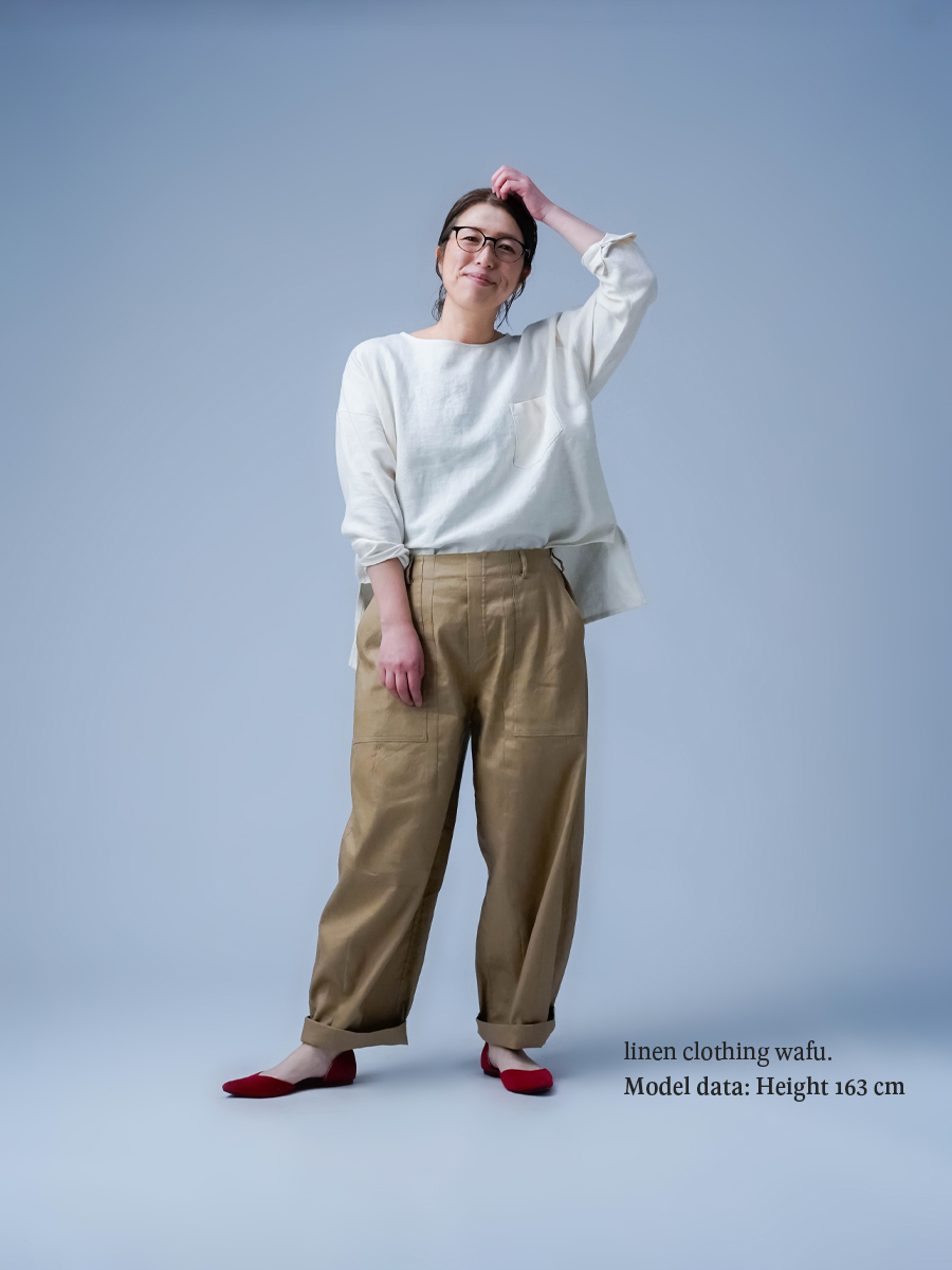 リネンソロテックス】肩肘張らない リラックスワイドパンツ