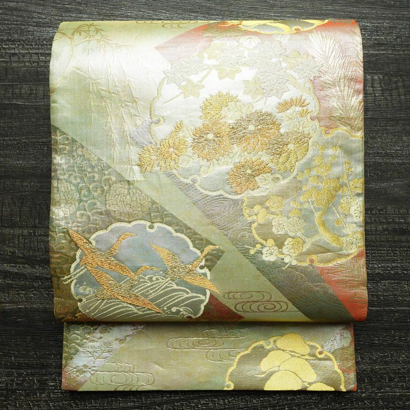 袋帯 六通柄 良品 フォーマル用 正絹 古典柄 金糸 帯 金・銀 | 六通柄