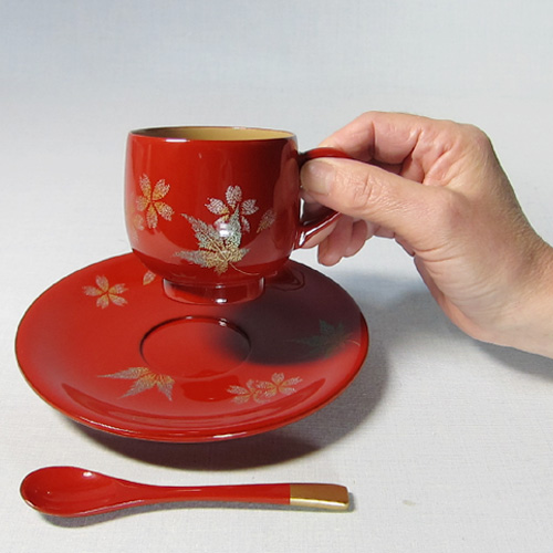 輪島塗 コーヒーカップ＆ソーサー 2客セット 作家もの 輪島塗 コーヒー