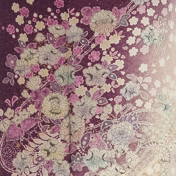 訪問着 紫地に辻ヶ花と藤と桜 京都 着物 レンタル｜和凛