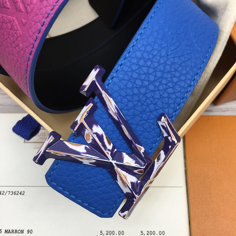 ルイヴィトン ベルト・LV イニシャル 40MM リバーシブル ブルー