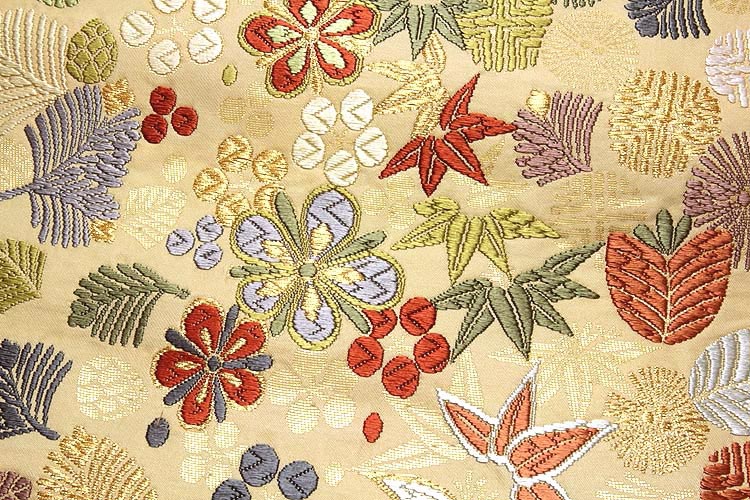 藤沢機業店謹製」 唐織 吉祥文様 正絹 袋帯