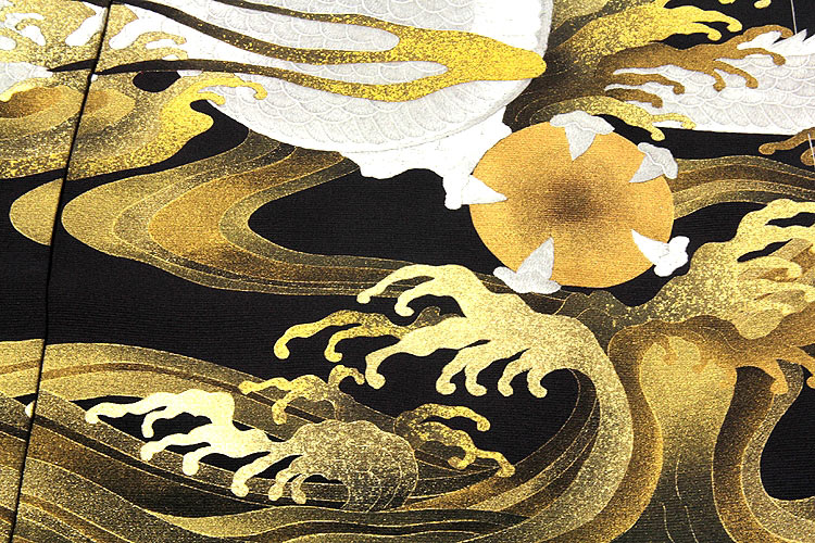 手縫いお仕立て付き 「総手刺繍 龍柄」 極細刺繍 落款入り 最高級 黒留袖