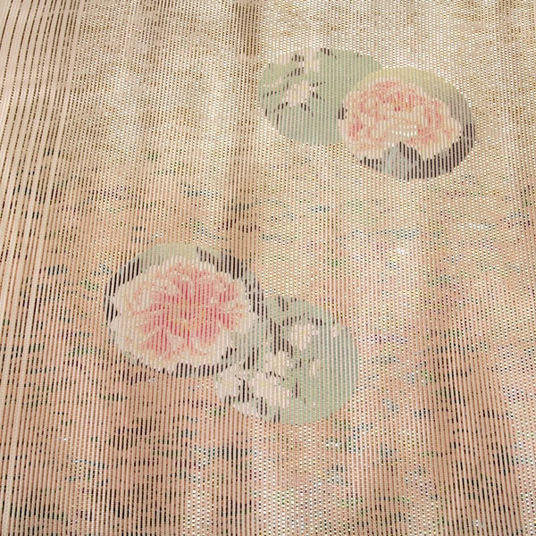 訳あり】「京都西陣織:吉田稔謹製」 夏物 九寸 名古屋帯 花模様 煌