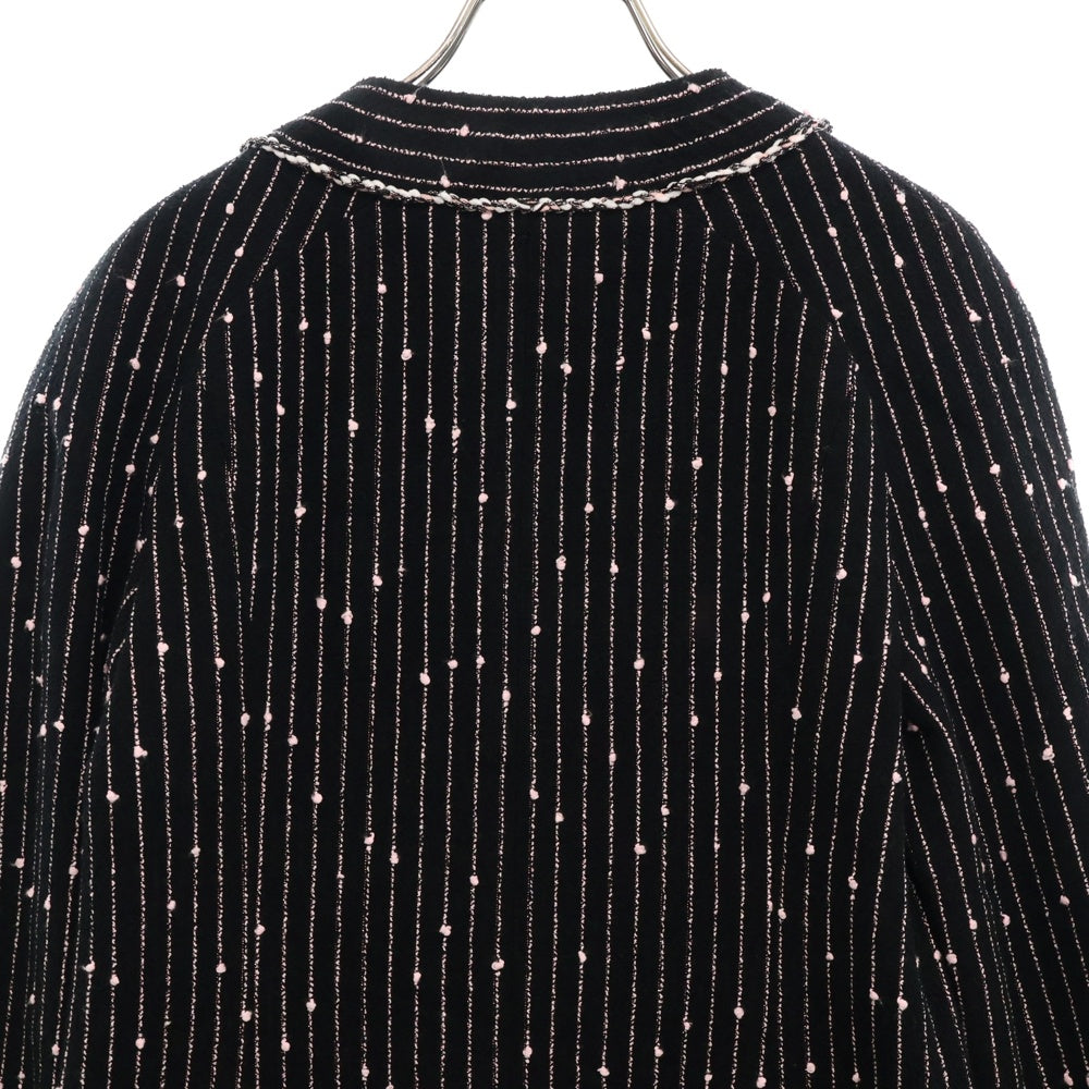 CHANEL(シャネル) ココマークボタン ストライプ ノーカラーツイード