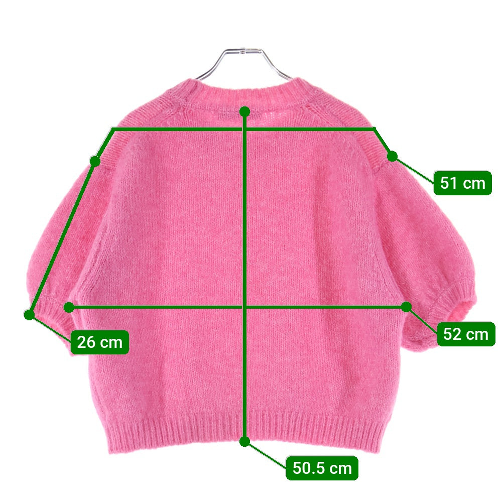 ZARA(ザラ) ポリエステルアクリルニット 半袖ニット セーター ピンク