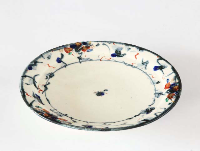 呉須赤絵花リム大皿 - 【おとなの和食器屋 さんすい通販本店】