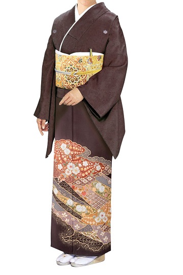 全国往復送料無料】フルセットレンタル 色留袖【9019 濃茶地辻ヶ花