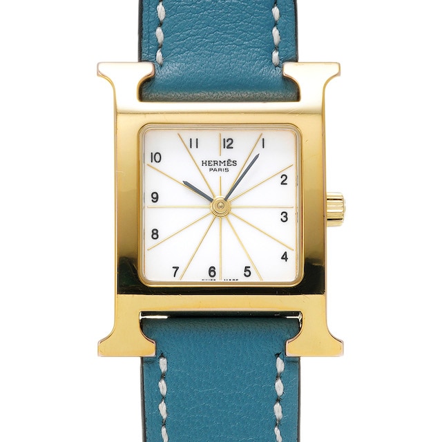 なっちゃん HERMES ホワイトレザー 時計 エルメス hウォッチ Hウォッチ