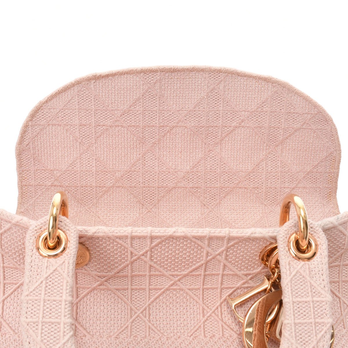 LADY D-LITE ミディアムバッグ カナージュ ピンクベージュ