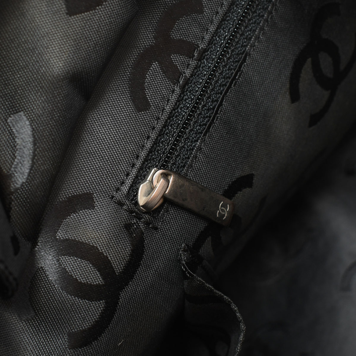 カンボンライン ラージトート ベージュ/ブラック/シルバー金具 A25169