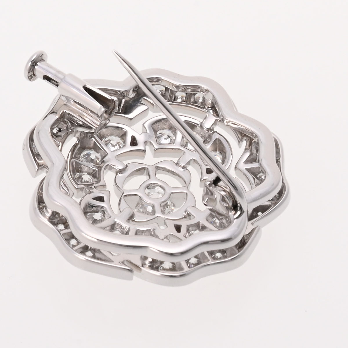 シャネル カメリア ブローチ ダイヤ1.99ct シルバー J11189 K18