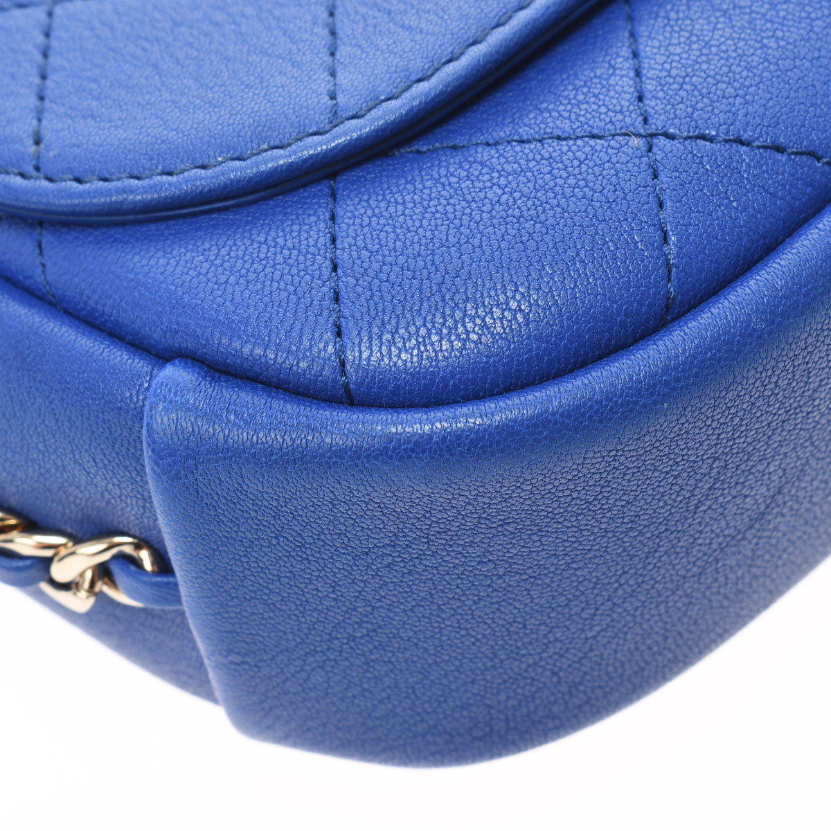 シャネル / CHANEL チェーンショルダー ブルー/ゴールド金具 カーフ