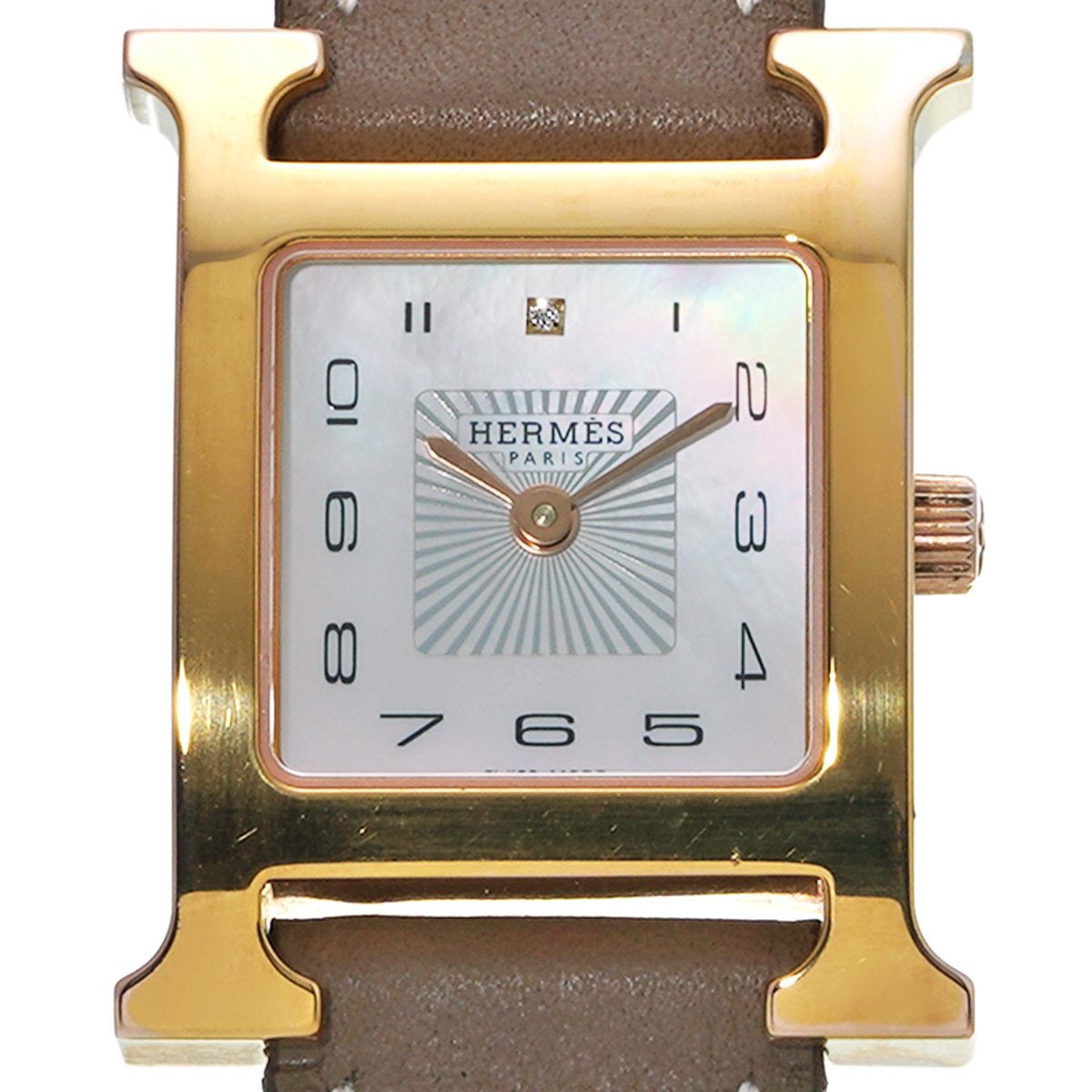 エルメス Hウォッチ HH1.202 ホワイトシェル/ダイヤモンド レディース