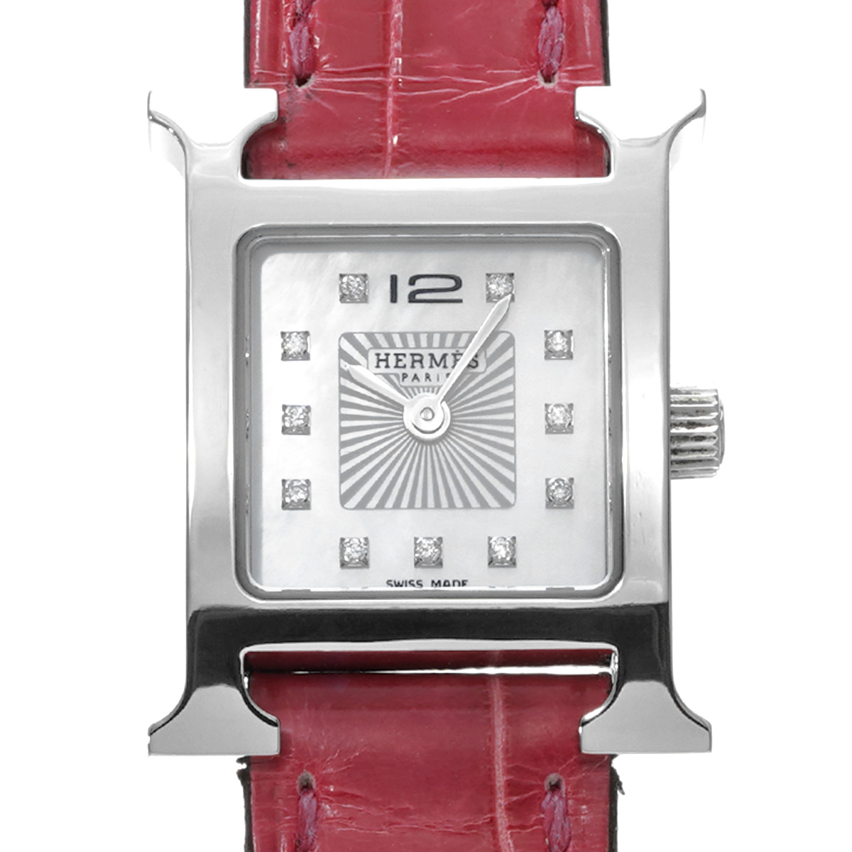 エルメス Hウォッチ HH1.110 ホワイトシェル/ダイヤモンド レディース