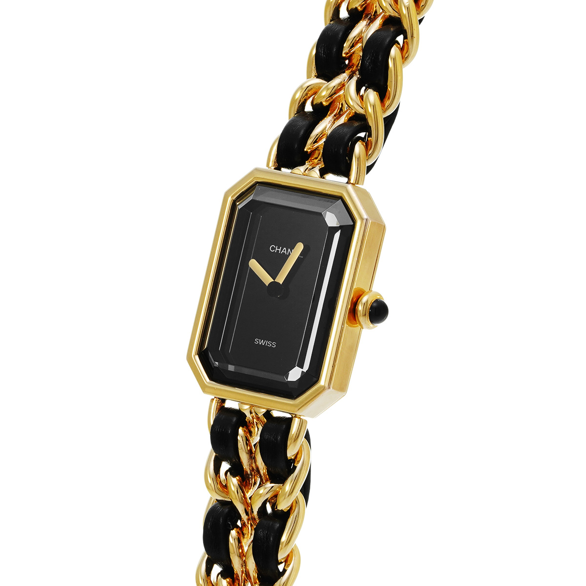 シャネル プルミエール L H0001 ブラック レディース 時計 【中古