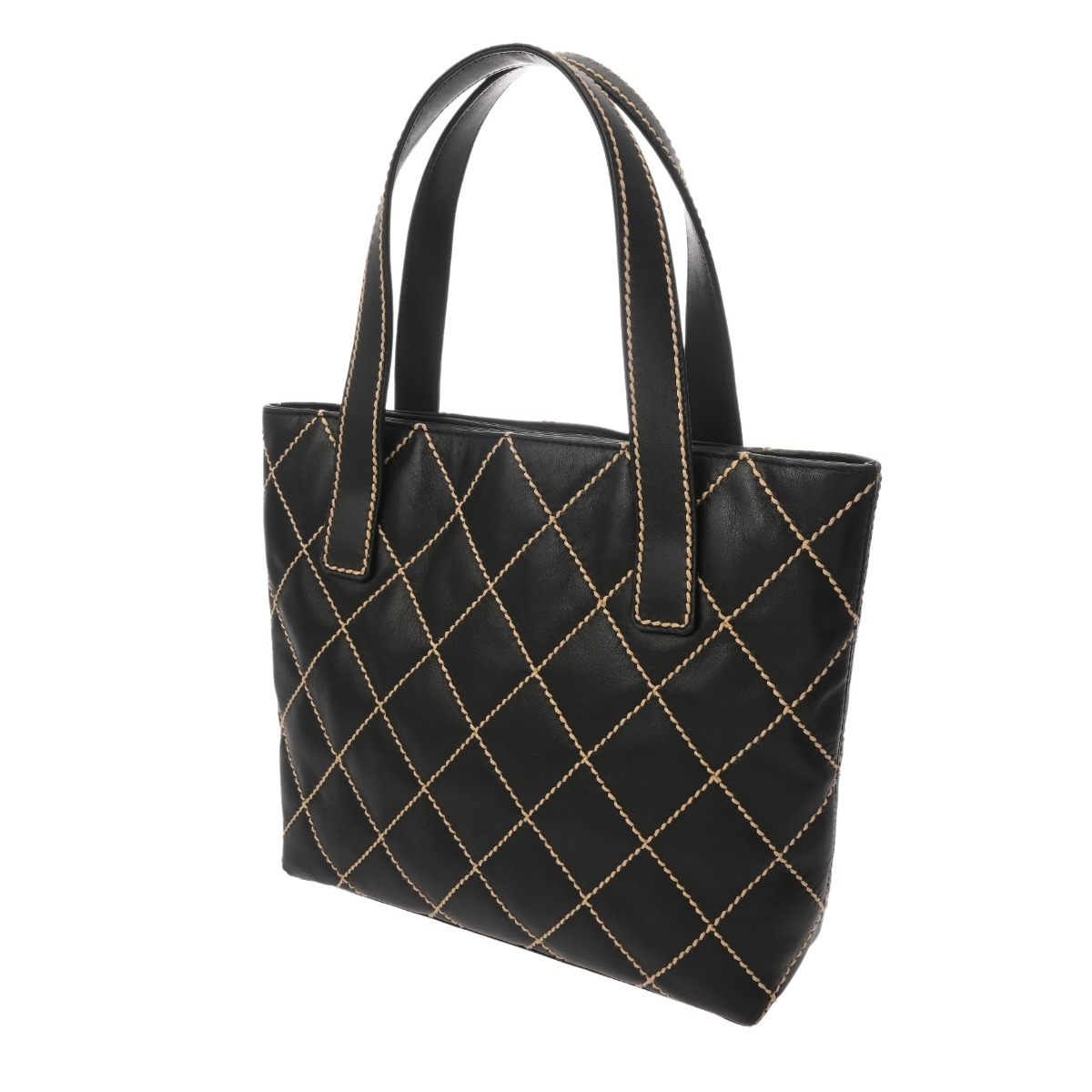 シャネル ワイルドステッチ ハンドバッグ ブラック A18126 レザー