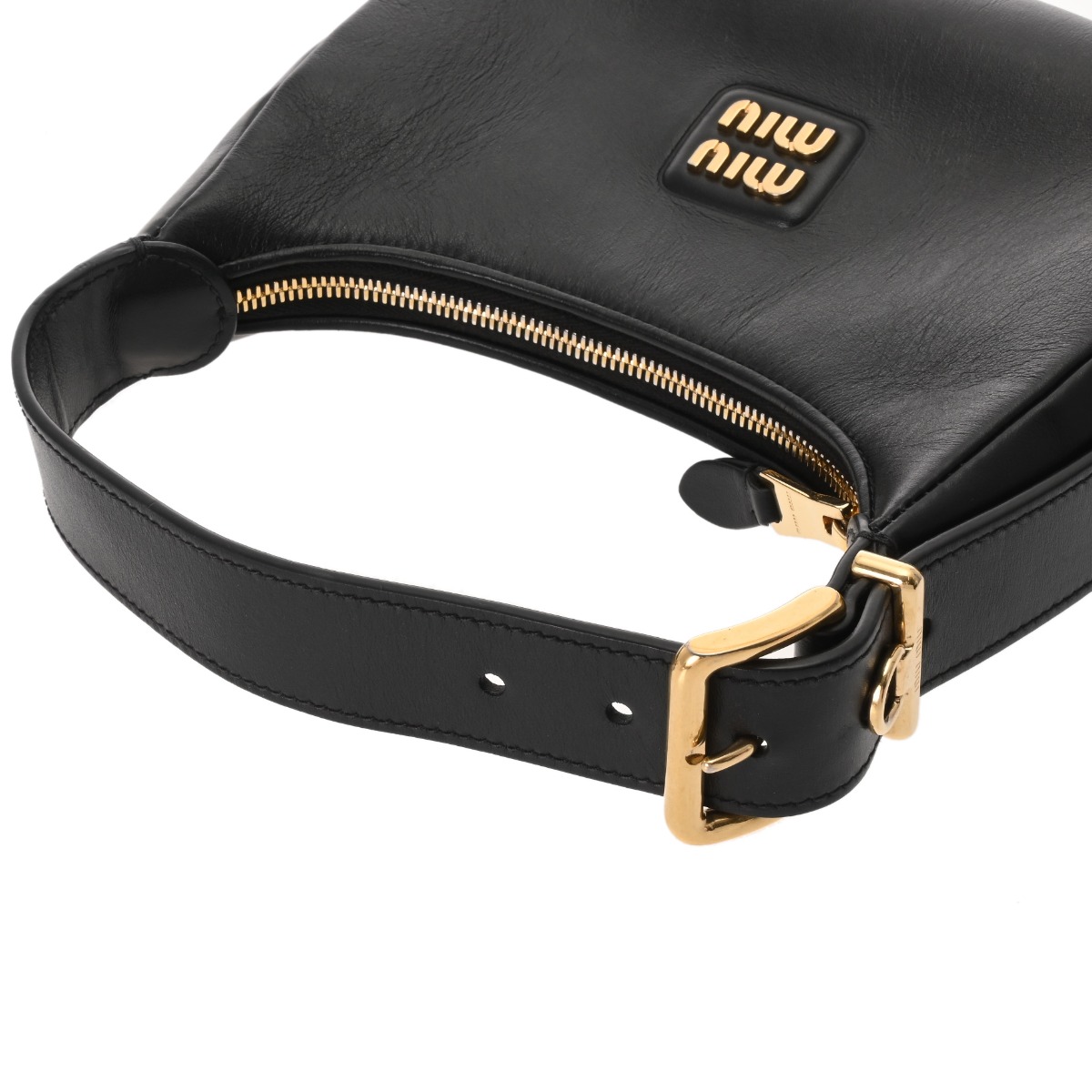 ミュウミュウ ホーボーバッグ 2WAY ブラック レザー レディース バッグ